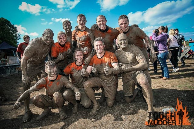 Mudders celebrate completing the course. 