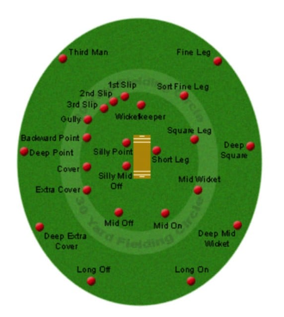 Cricket field and positions diagram