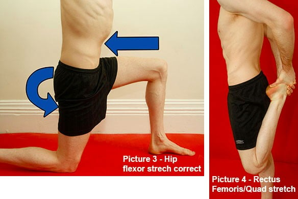 Correct Hip Flexor stretch and Rectus Femoris/Quad stretch