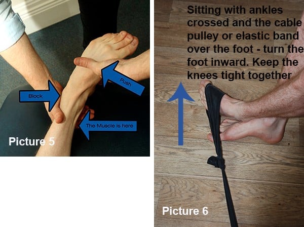 Foot invertor strength test and foot band work