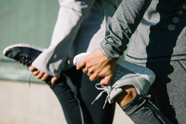 Runners warming up before a race.