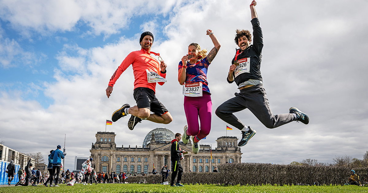 Runners jumping